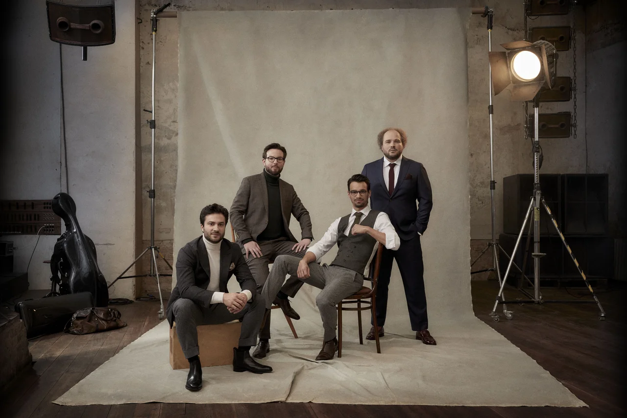 Goldmund Quartett: Raphael Paratore, Violoncello – Florian Schötz, Violine – Christoph Vandory, Viola – Pinchas Adt, Violine