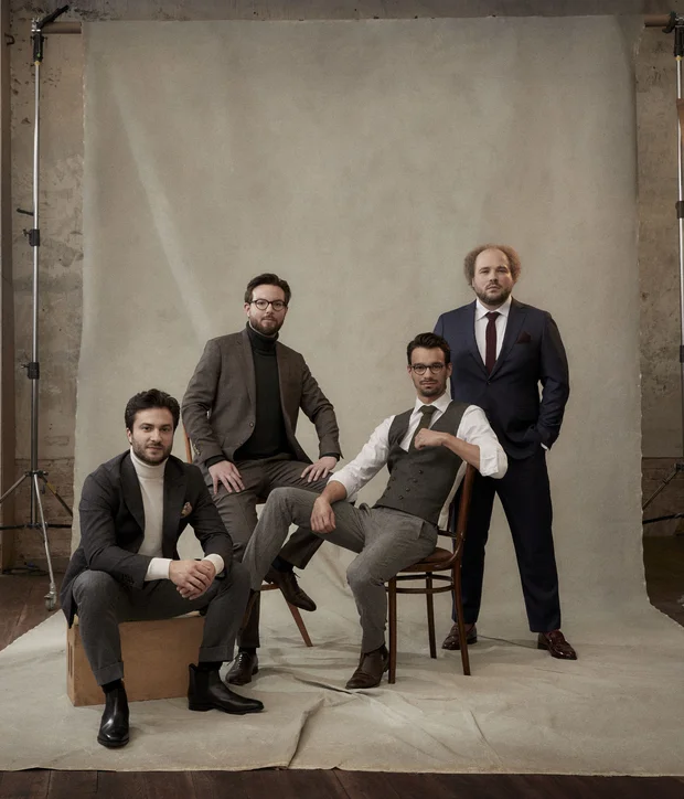 Goldmund Quartett: Raphael Paratore, Violoncello – Florian Schötz, Violine – Christoph Vandory, Viola – Pinchas Adt, Violine